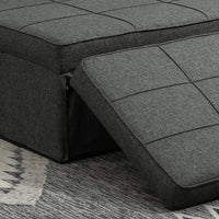 Pouf Letto Poltrona Schienale Reclinabile 95x179x78 cm in Tessuto Effetto Lino Grigio