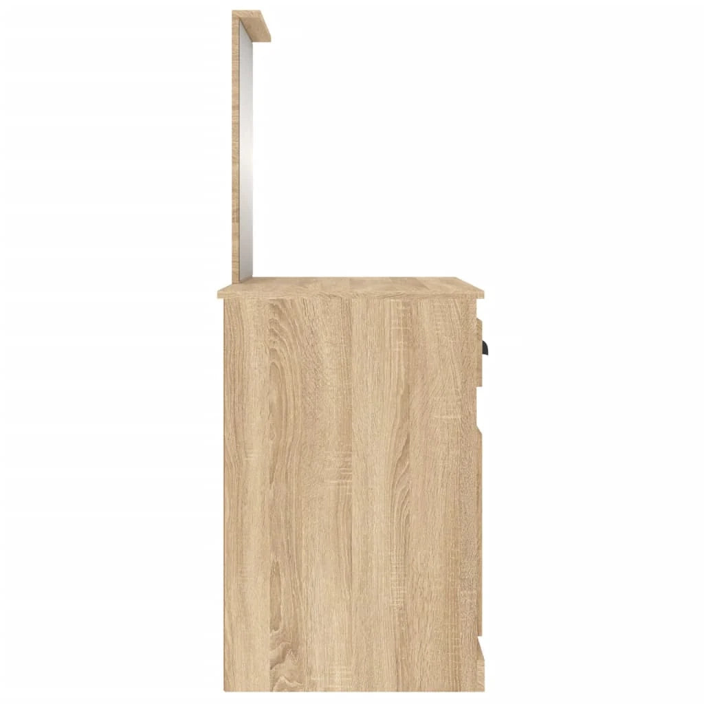 Toeletta tavolo da trucco di design mobile da camera da letto con specchio 90 x 50 x 132,5 cm rovere 02_0006363