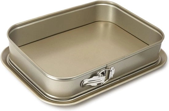 Forma rettangolare a forma di molle, forma di torta con trattamento antiscivolo, forma per torta Life di 39,28 cm, trattamento antiscivolo, facile da utilizzare, facile da pulire, adatta per la preparazione domestica (oro)