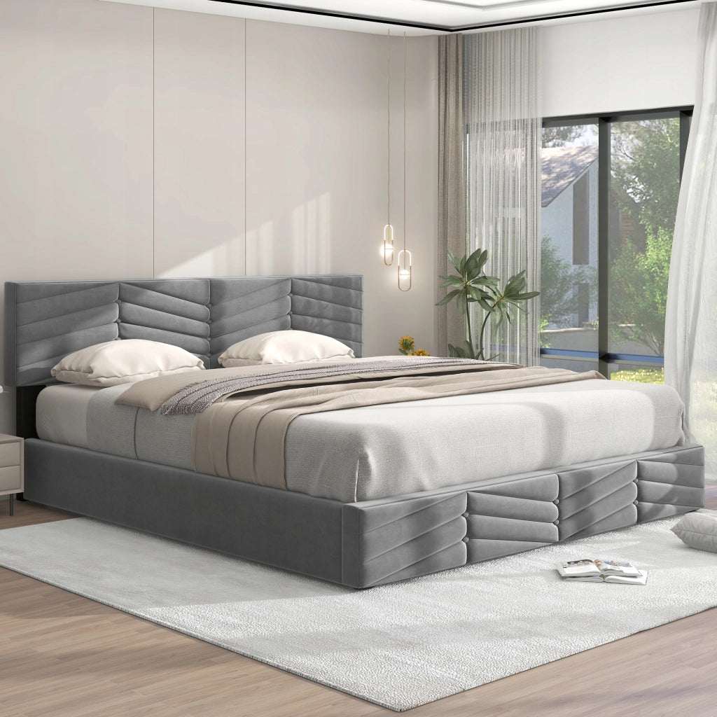Letto singolo 90x200cm - Xylo - Beige con gambe dorate e panca