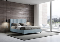 Letto Matrimoniale Francese 140x190 cm con Rete Agueda Azzurro