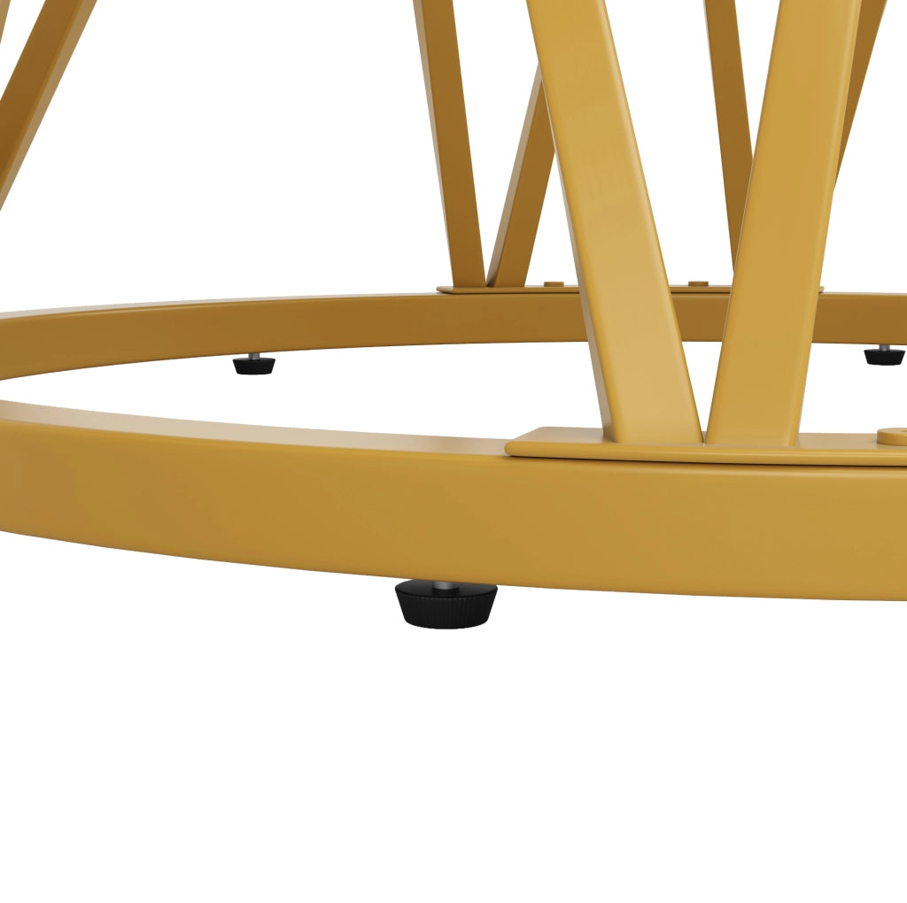 Tavolo da pranzo rotondo 100x100x76 cm con piedini regolabili; piano in MDF effetto marmo oro