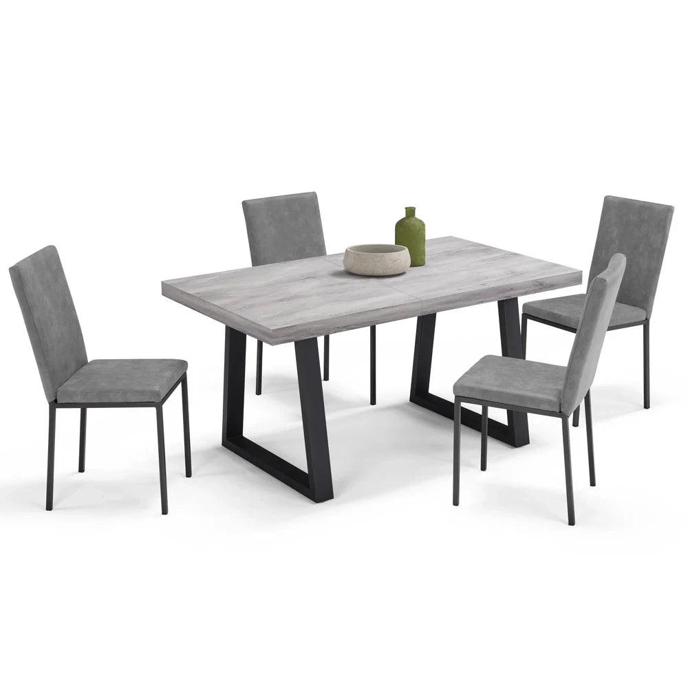 Tavolo da pranzo allungabile Cemento 145x85 MADE IN ITALY modello GOYA fino a 195 CM per sala da pranzo, cucina e soggiorno, design moderno con top in melaminico