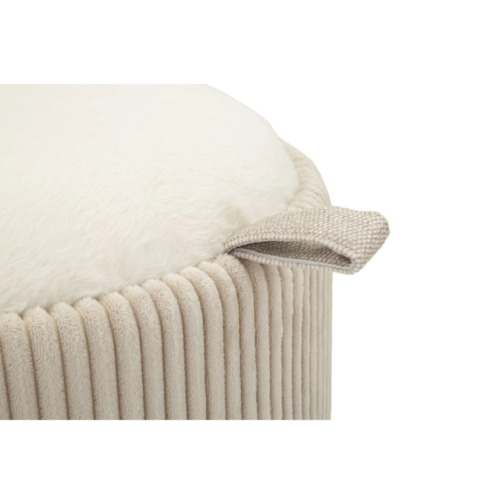Pouf Dublino in tessuto bianco con contenitore