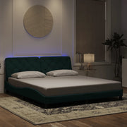 Giroletto con LED senza Materasso Verde Scuro 180x200 cm in Velluto 3213870