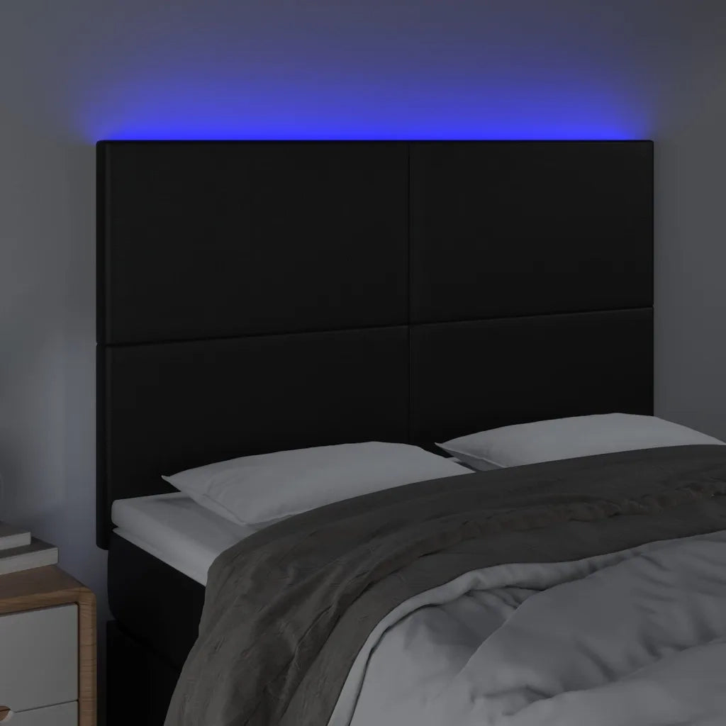 Testiera a LED-Testata con LED Nera 144x5x118/128 cm in Similpelle 746176