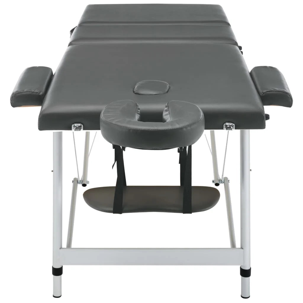 Lettino da massaggio a 3 zone struttura in alluminio panca per massaggi poggiatesta braccioli regolabili lettino da massaggio pieghevole portatile antracite 02_0001798