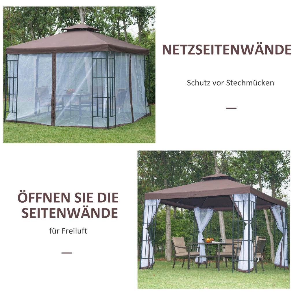 Gazebo da giardino con zanzariere e doppio tetto ¨C zephmum ¨C 297x297 cm