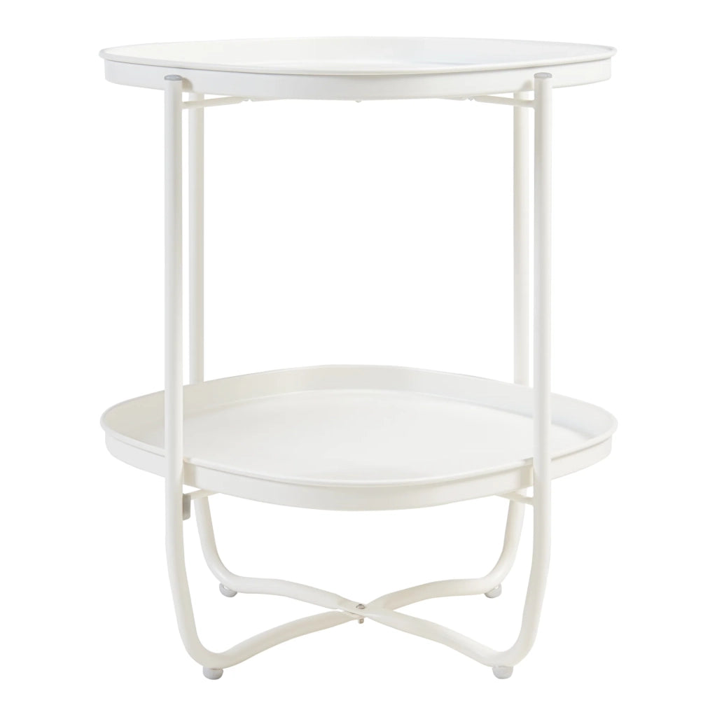 Tavolino da caffè consolle laterale con ripiani estraibili 58 x 46 x 46 cm acciaio bianco 03_0010769
