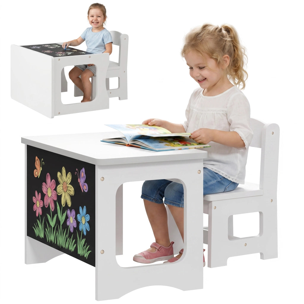 Scrivania e Sedia per Bambini con Tavolo Lavagna ¨C Minimal ¨C Bianco 80x50x75