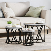 Set di Tavolini Impilabili 3 pcs Grigio Sonoma Legno Ingegnerizzato