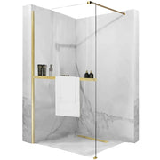 Parete Doccia Rea Aero Gold Brush N 120 Walk In + Evo