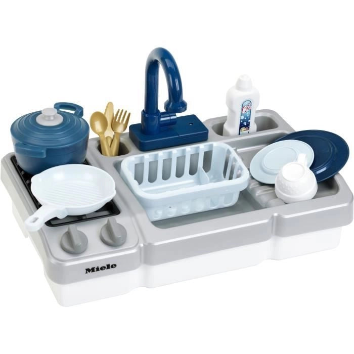 Giocattolo per lavello - KLEIN - Lavello da cucina Miele con rubinetto funzionale e accessori - Viene fornito con molti accessori.