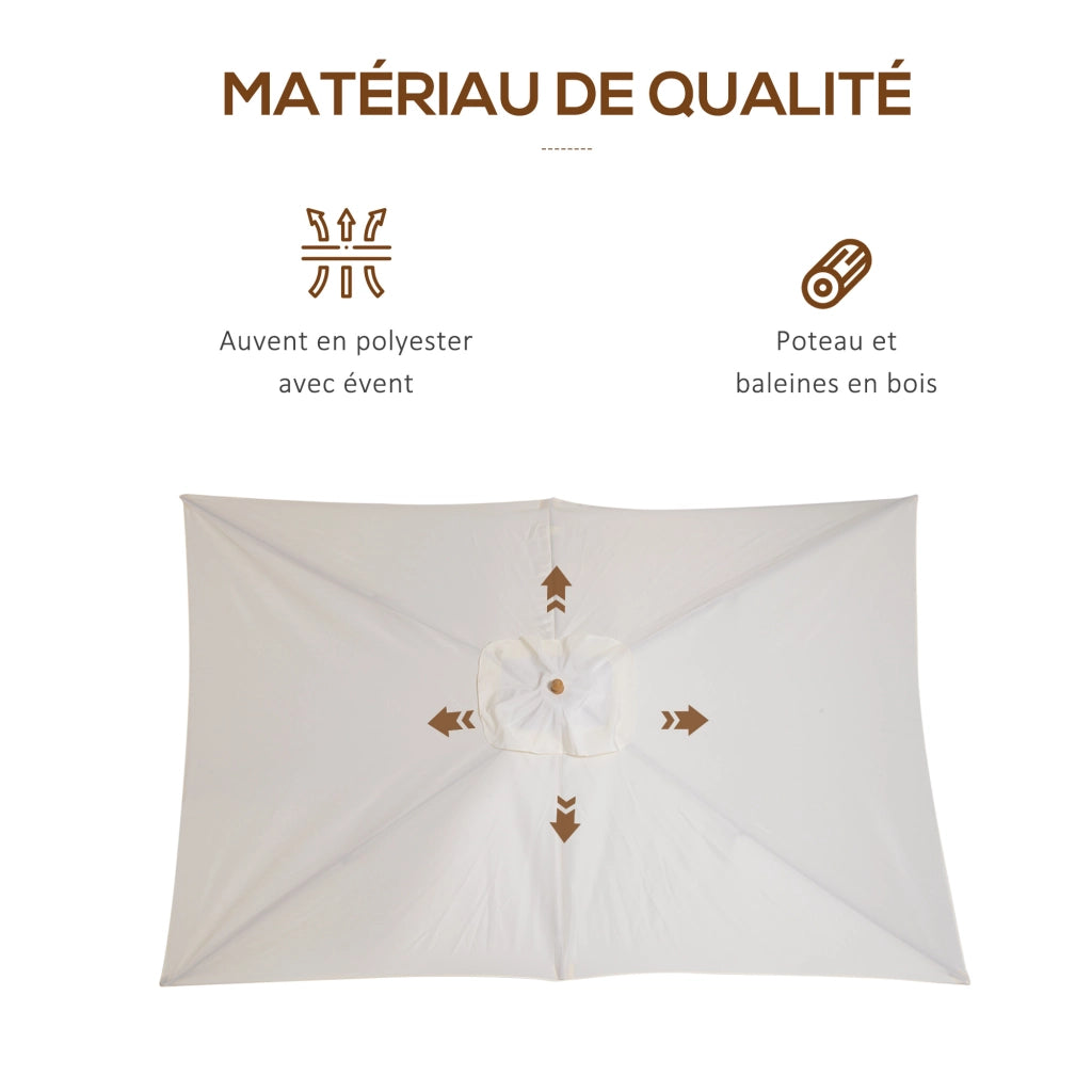 Parasole da giardino rettangolare doppio tetto ¨C zephmum ¨C crema 3x2 m
