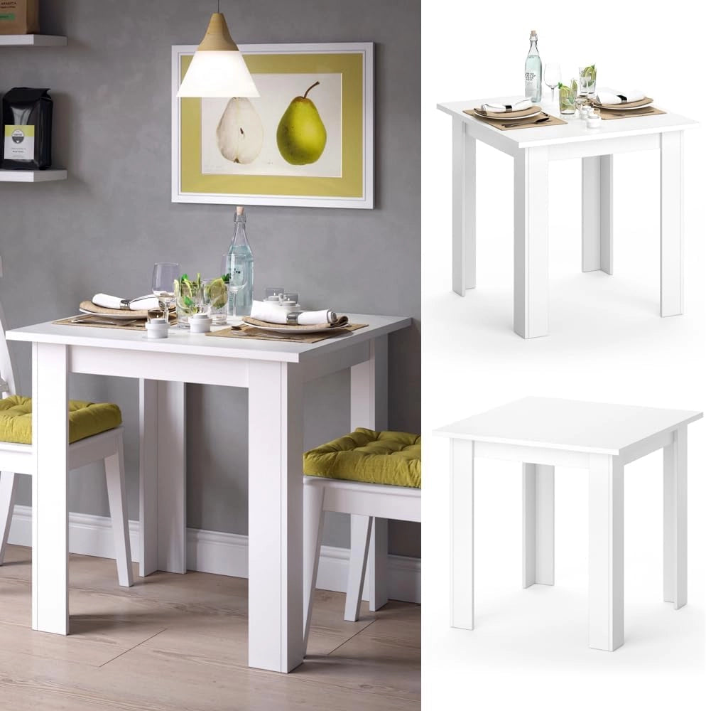 Tavolo da pranzo Karlos, Bianco, 80 x 80 cm, adatto per 2–4 persone per l'utilizzo nella zona pranzo