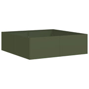 Fioriera | Cassetta per fiori | Vaso Verde Oliva 100x100x30 cm in Acciaio