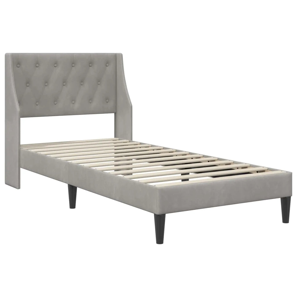 Struttura del letto Grigio chiaro 100 x 200 cm Velluto