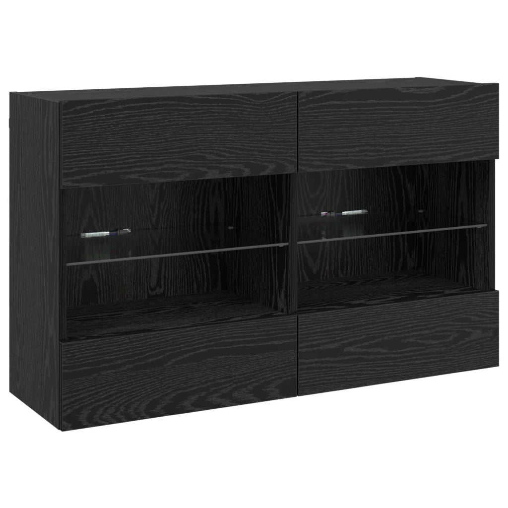 Set di Mobiletto da TV a Parete con led 6 pcs Rovere Nero 3402997