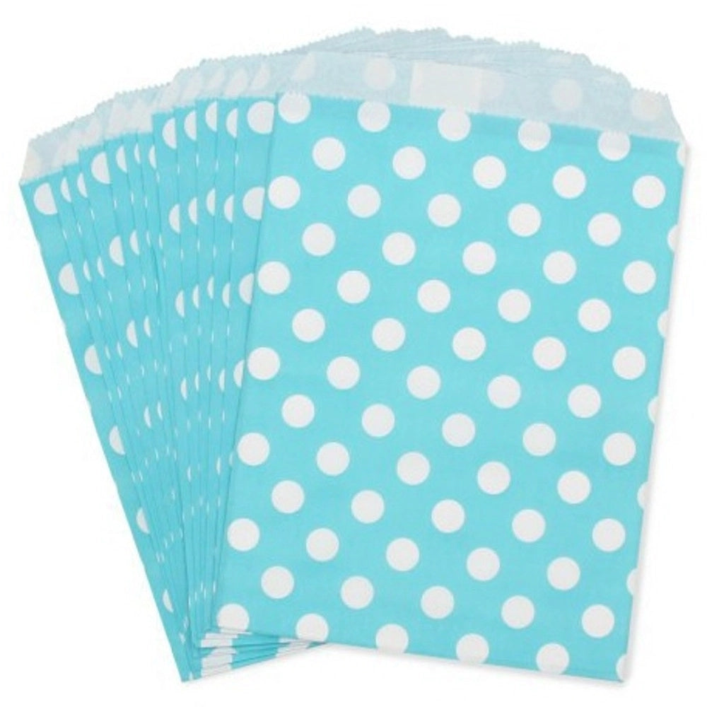 Trade Shop - 60 Sacchetti Sacchetto Busta In Carta Celeste Pois 16x13 Cm Confettata Caramelle -