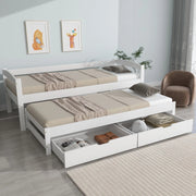 Letto Singolo Estraibile con Cassetti in Legno Massello ¨C MINIMAL ¨C Bianco 90x200