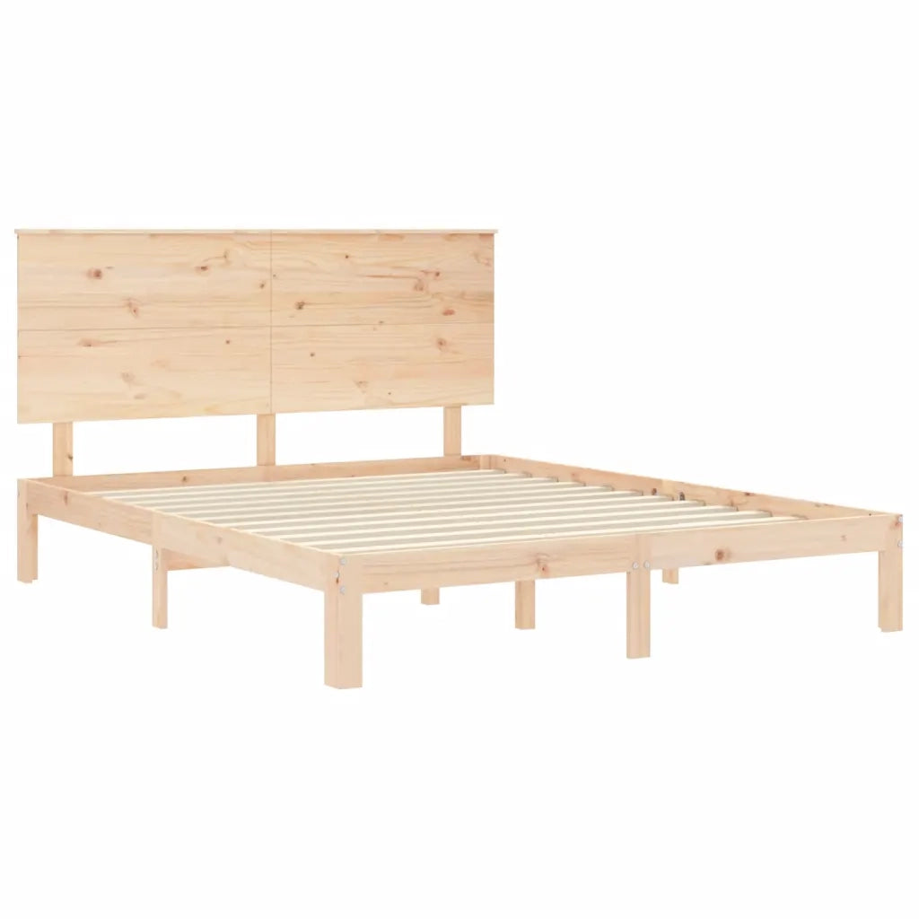Giroletto con Testiera-Struttura Letto con testiera King Size in Legno Massello 866831