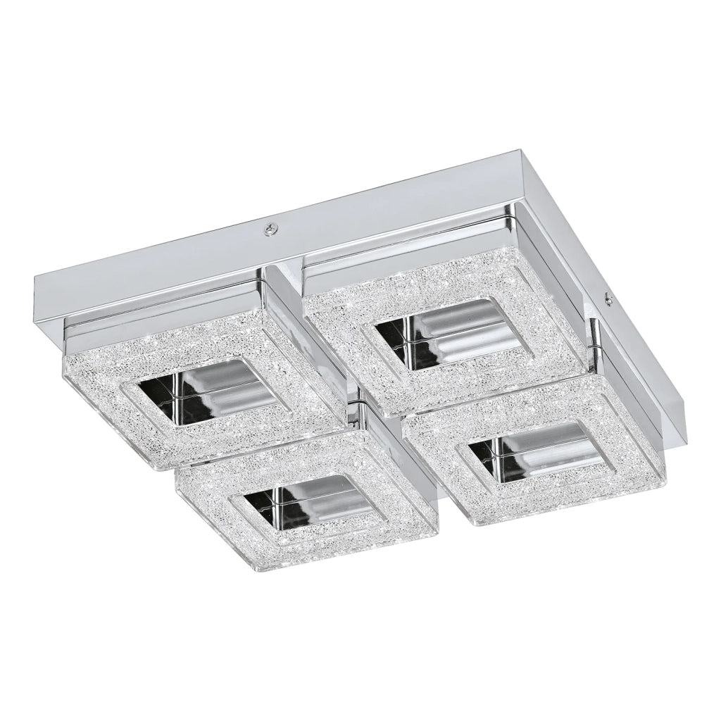 Plafoniera Moderna Fradelo Acciaio Cromo 4 Luci Led Integrato 3,5W