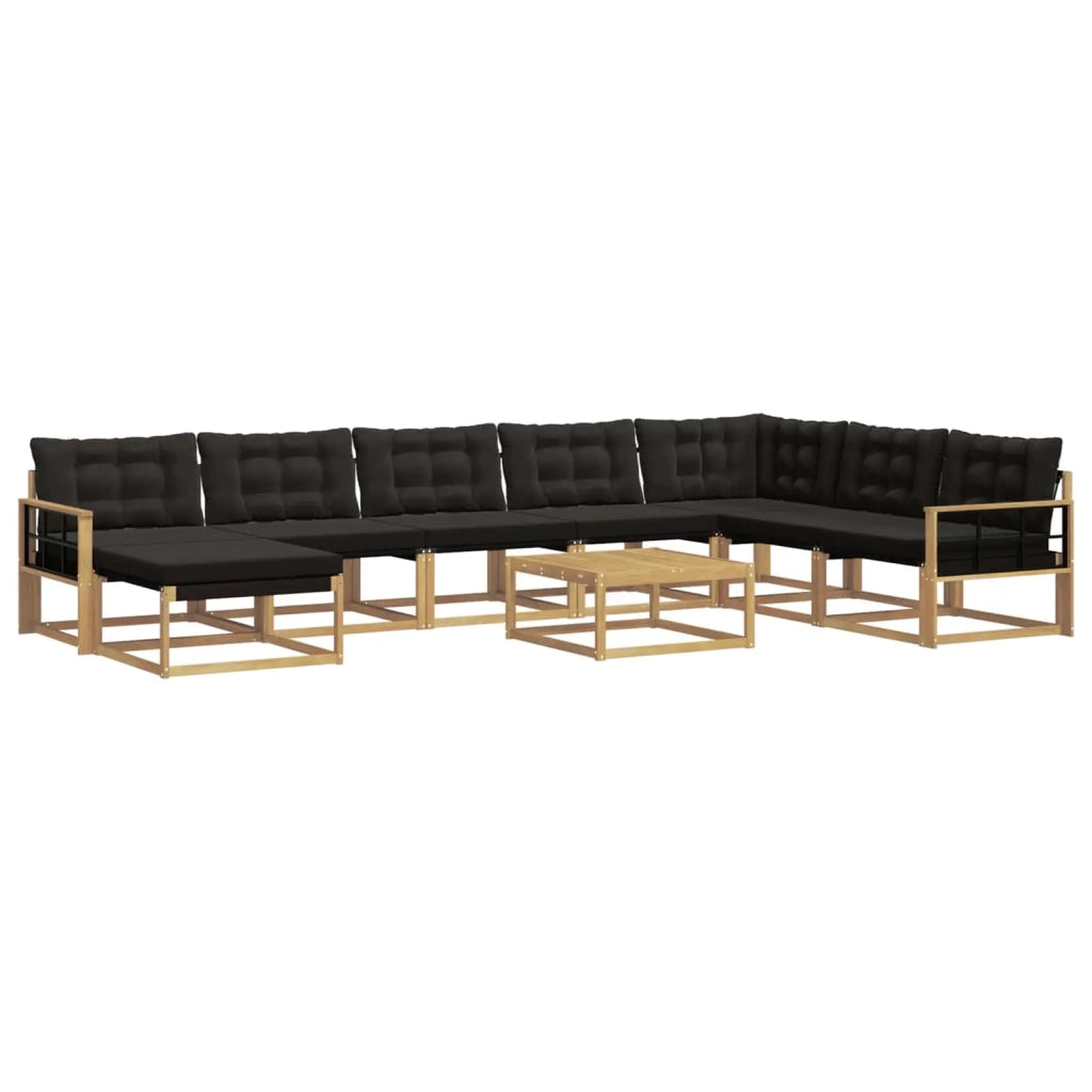 Set di divani da esterno 9 pcs Bianco e Nero