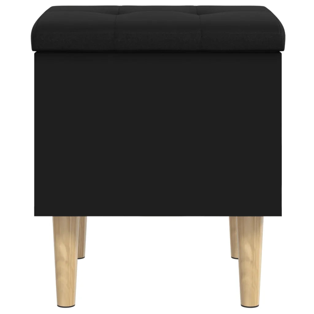 Panca Portaoggetti-Sgabello-Panca con Contenitore Nera 42x42x46 cm in Legno Multistrato