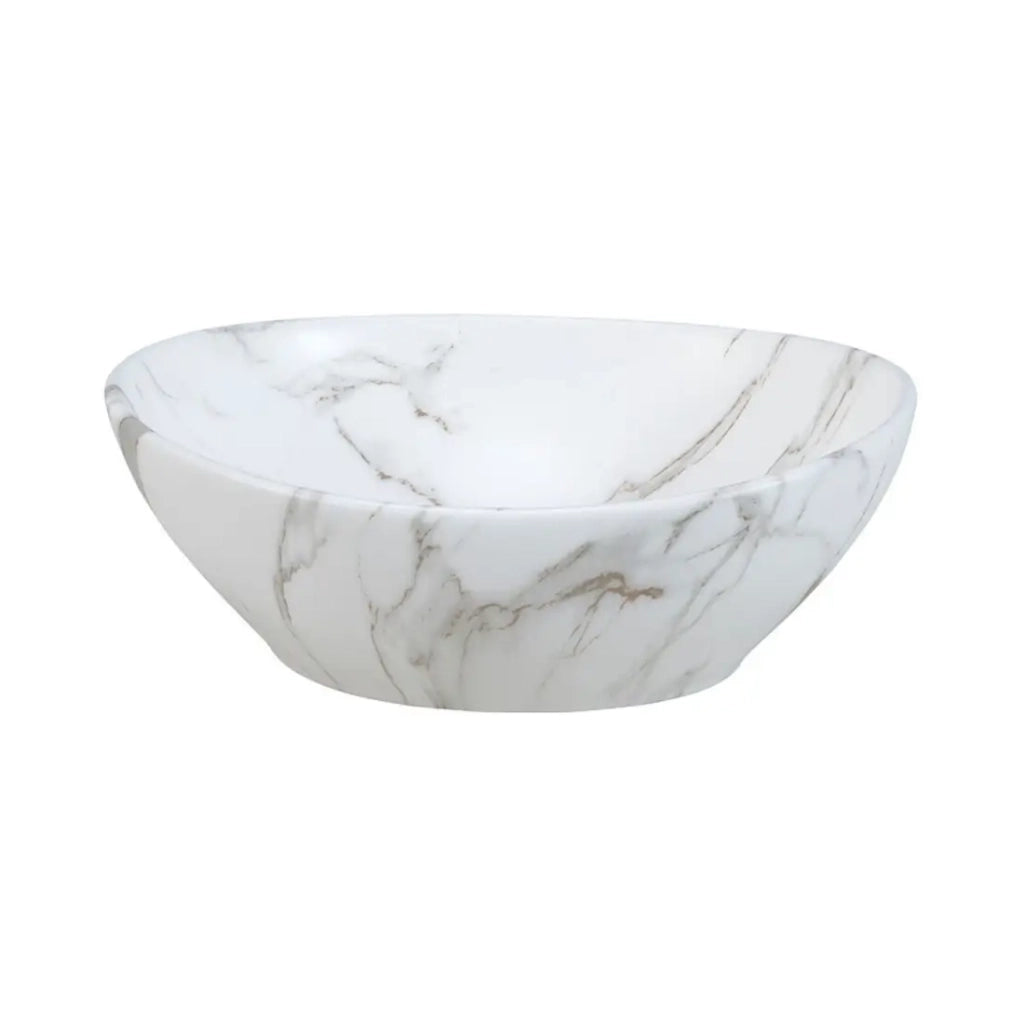 Set da bagno OSTER 60cm: mobile basso con cassetti + piano per lavabo + lavabo da appoggio bianco marmorizzato