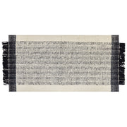 Tappeto bianco e nero lana cotone 80 x 150 cm intrecciato a mano rettangolare con frange