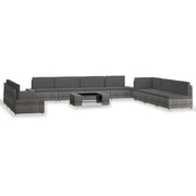 Set Divani da Giardino 10 pz in Polyrattan Grigio cod mxl 43458