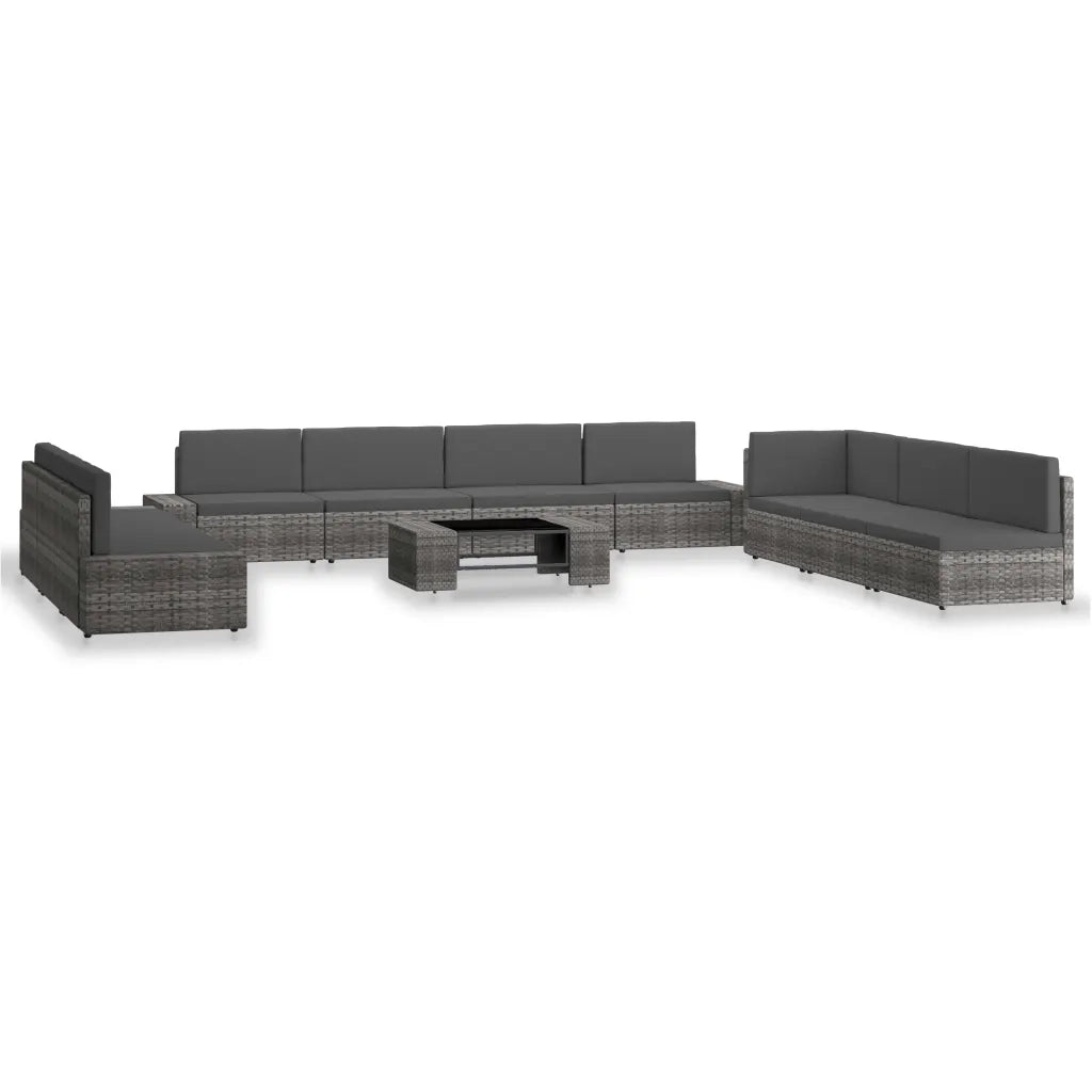 Set Divani da Giardino 10 pz in Polyrattan Grigio cod mxl 43458