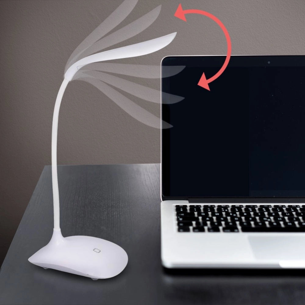 Trade Shop - Lampada Da Scrivania Touch 14 Led Bianco Luce Regolabile E Collo Ergonomico -