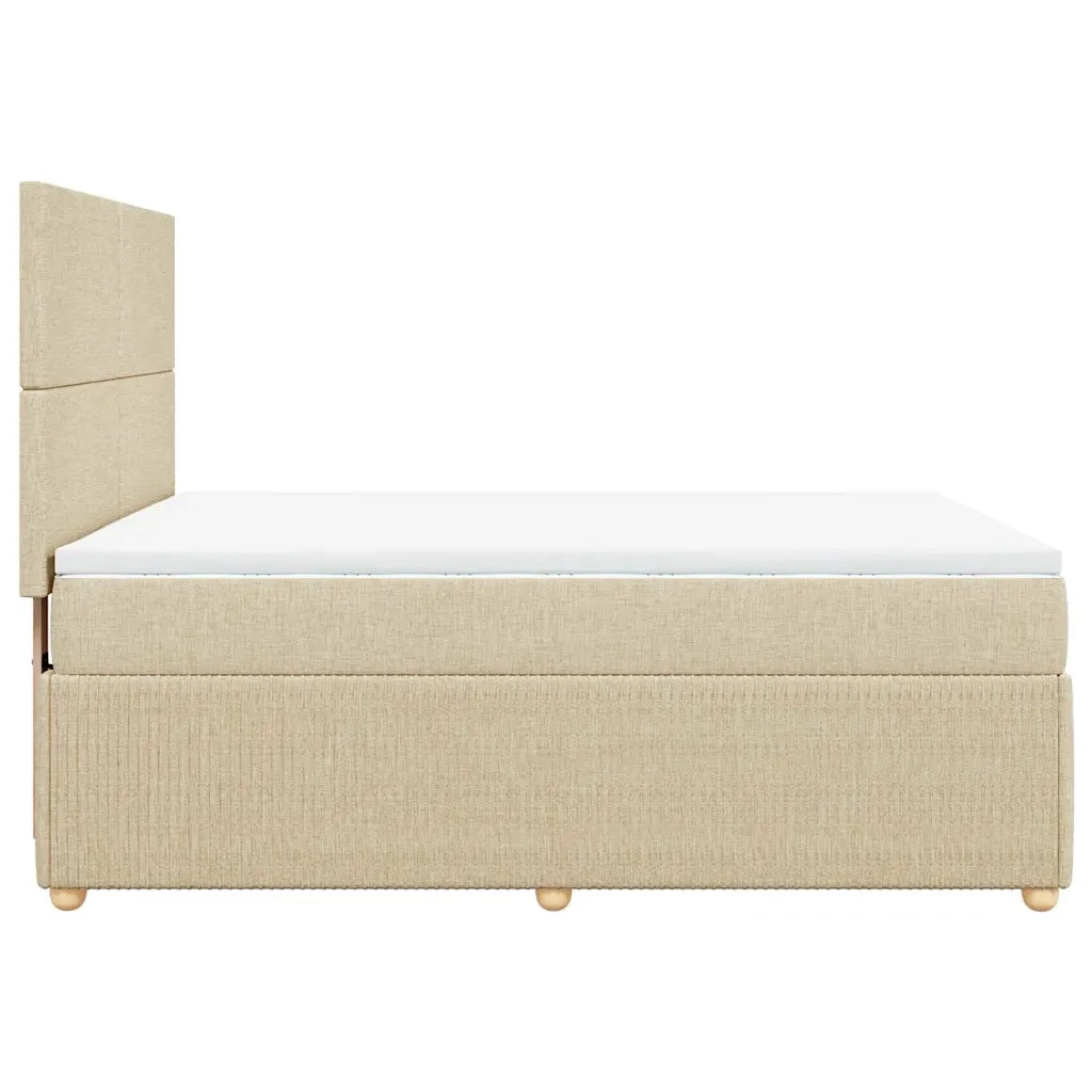 vidaXL Giroletto a Molle con Materasso Crema 160x200 cm in Tessuto