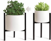 Regolatore di Pianta Adattabile per Interno e Esterno - Stendardo di Fiori in Metallo Adatto a Diversi Diametri di Vaso - Altezza 33 cm - Nero Cilindrico - Confezione da 1