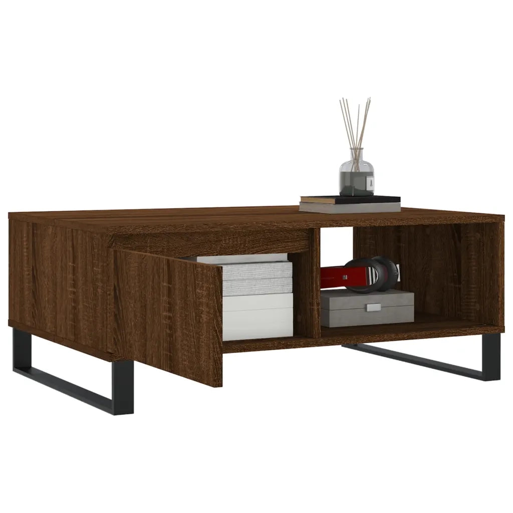 Tavolino da Salotto Rovere Marrone 90x60x35cm Legno Multistrato 827075