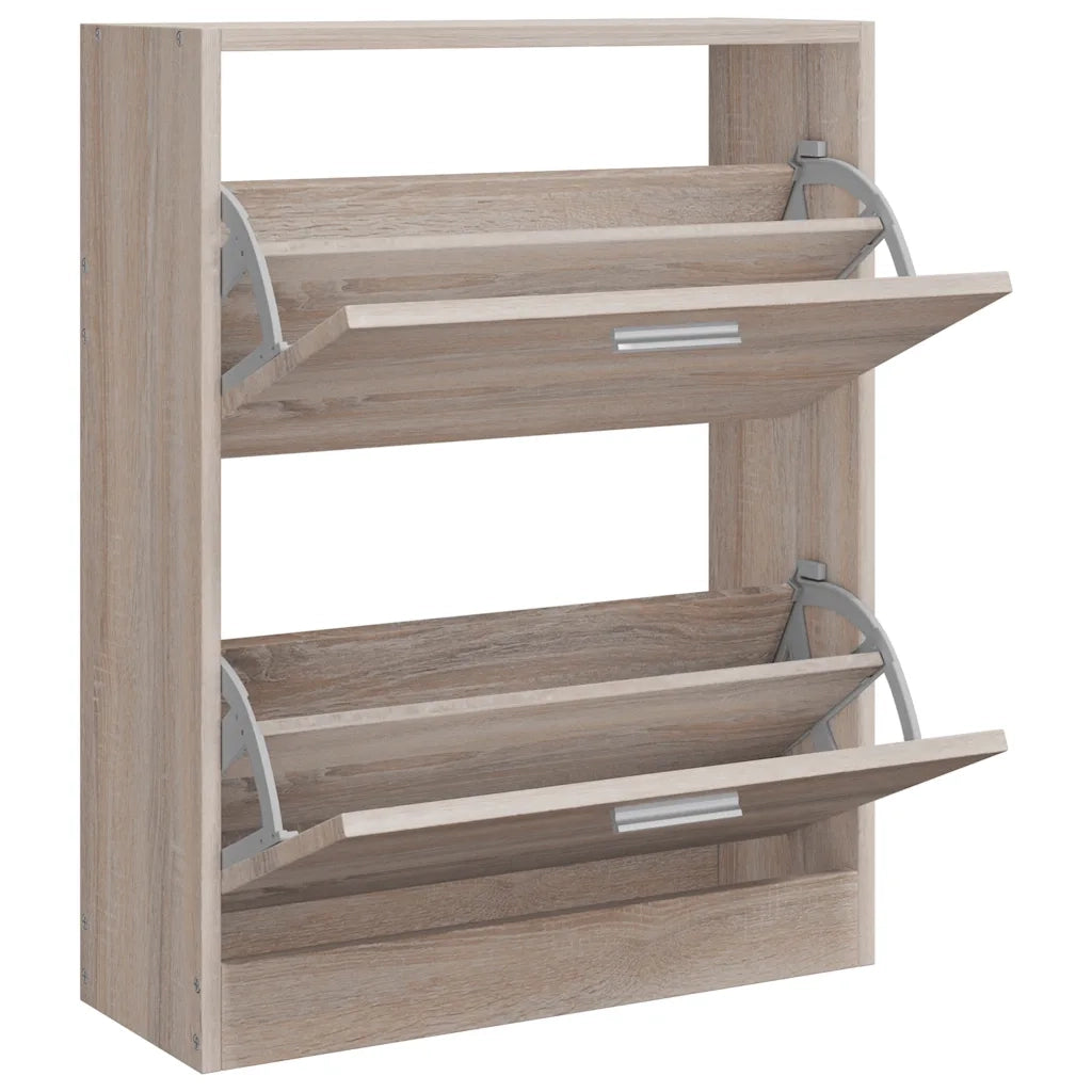 Scarpiera in Legno Effetto Rovere con 2 Scomparti 241243
