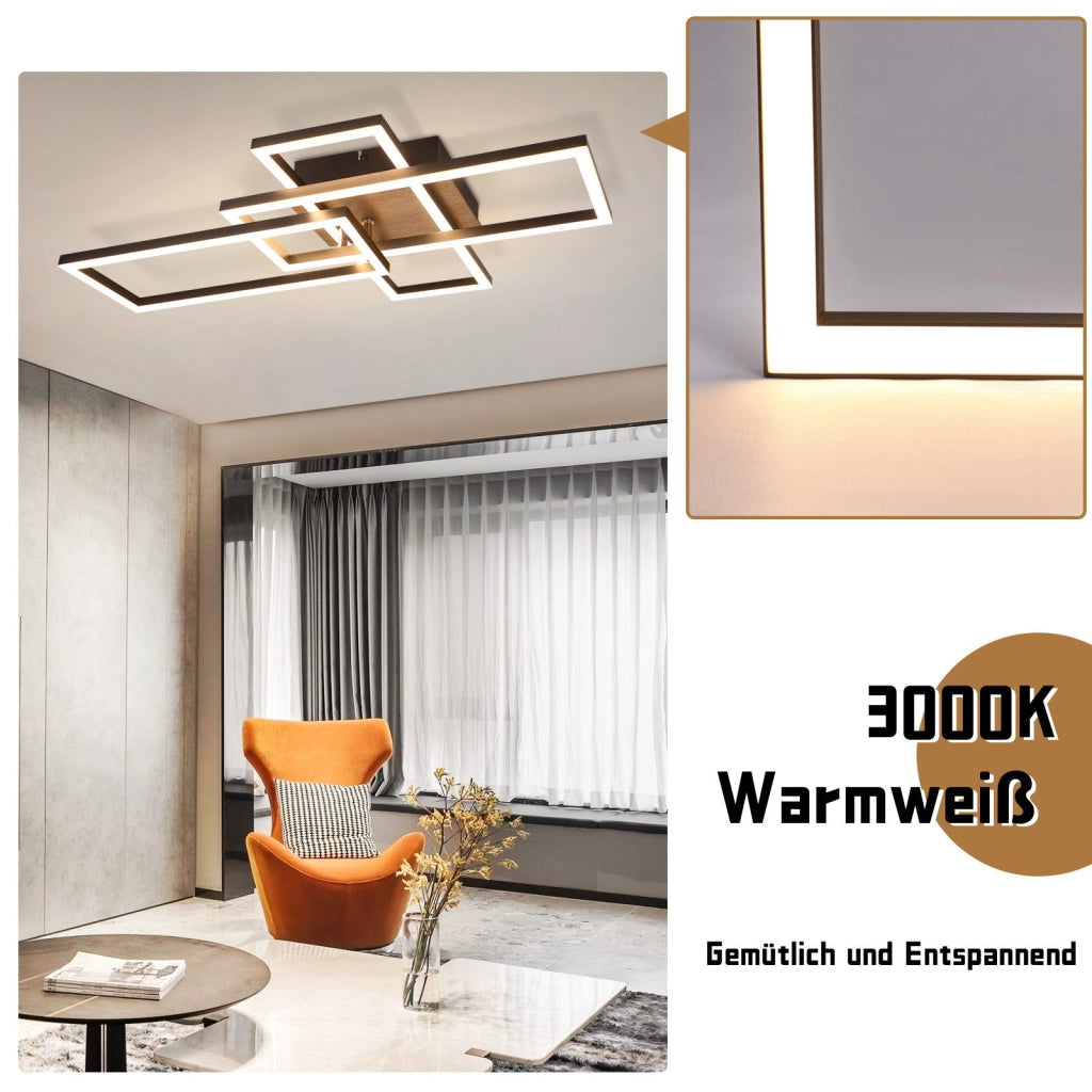 ZMH Lampada da Soffitto LED 3000K Nera Moderna Design 32W Luce Calda per Corridoio Camera da Letto Ufficio