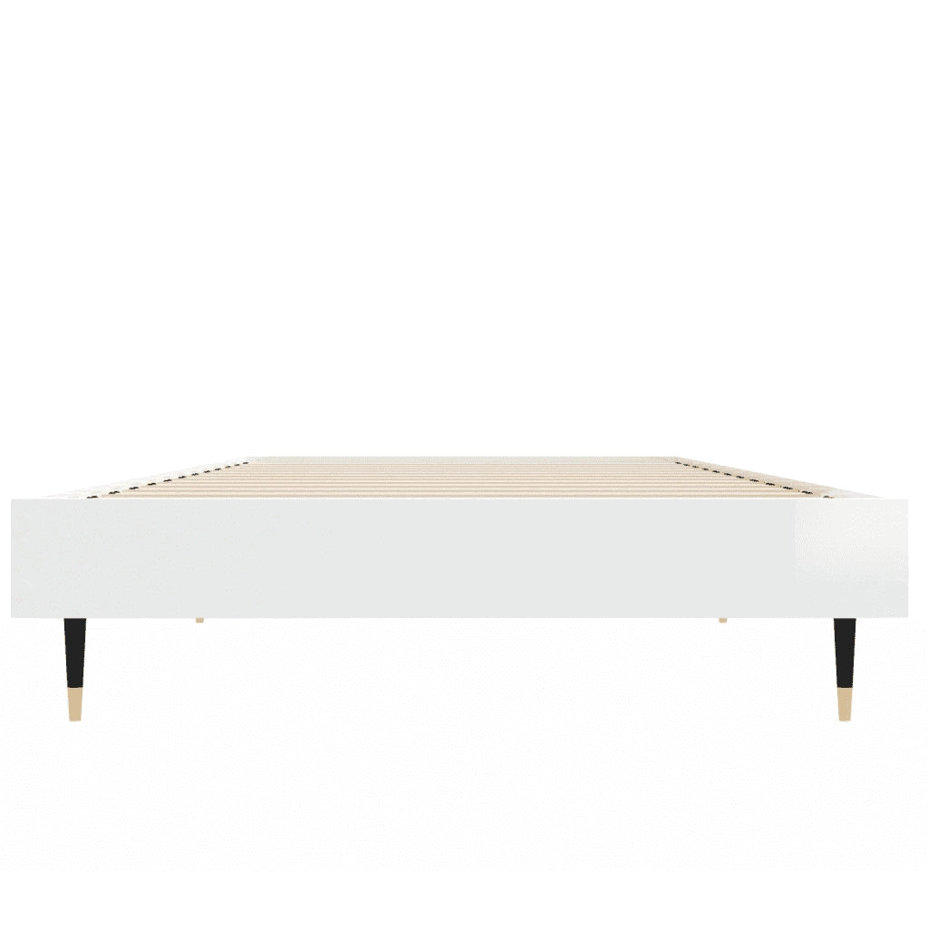 Letto singolo | Letto per adulti | Giroletto Bianco Lucido 75x190 cm in Legno Multistrato