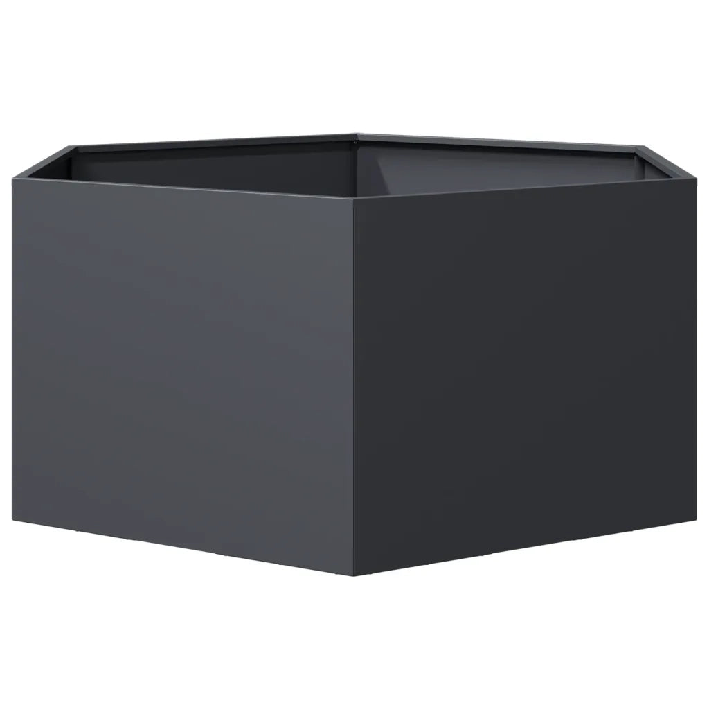 Fioriera da Giardino Antracite Esagono 104x90x45 cm in Acciaio 851131