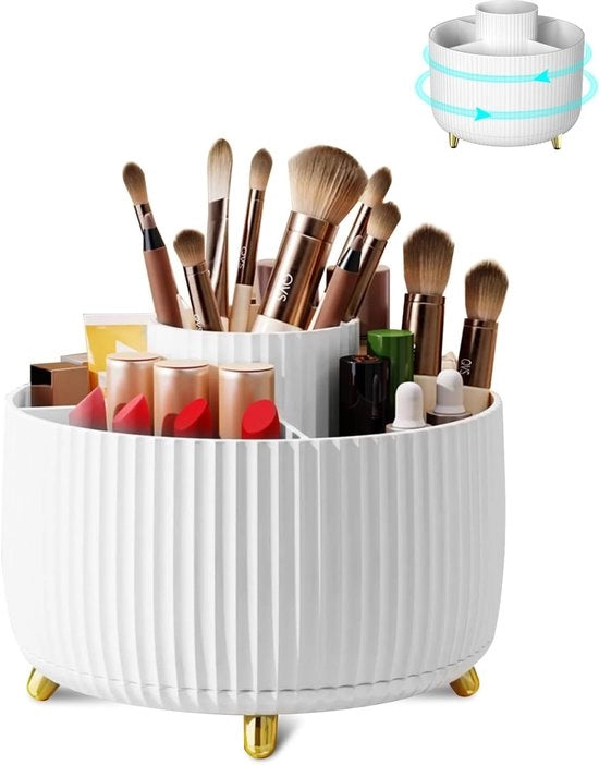 Organizzatore per trucco - rotante - decorativo - bianco