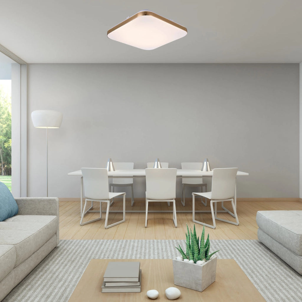 Plafoniera LED quadrata 38cm 24W 4000K oro Light Prestige
