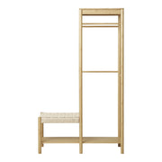 Appendiabiti Ember in bambù naturale con panca in cordoncino di carta 36×95×165 cm