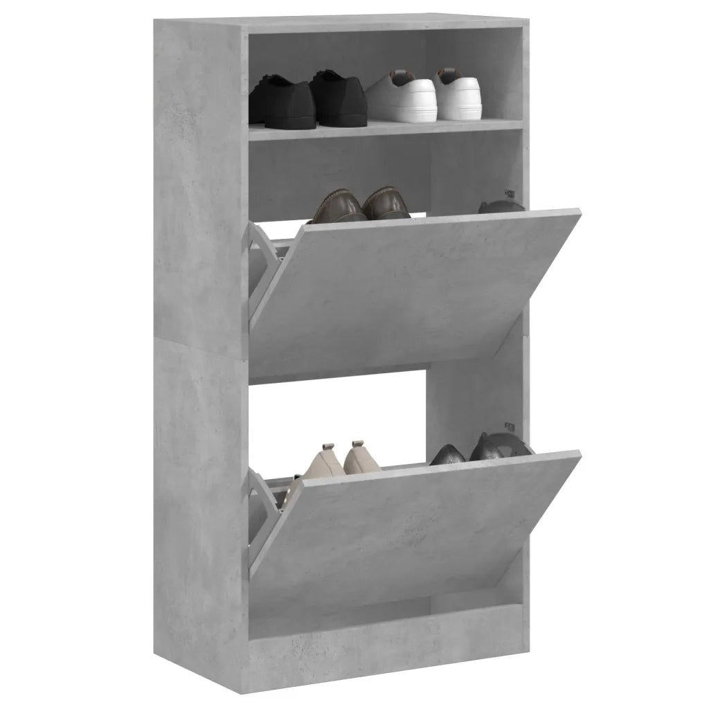 Scarpiera-Scaffale per scarpe Grigio Cemento 60x34x116 cm in Legno Multistrato