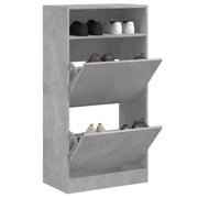 Scarpiera-Scaffale per scarpe Grigio Cemento 60x34x116 cm in Legno Multistrato