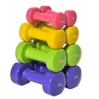 Set 4 Manubri Esagonali da 20 kg Totali in Acciaio e PU da 1 a 4kg, Multicolore
