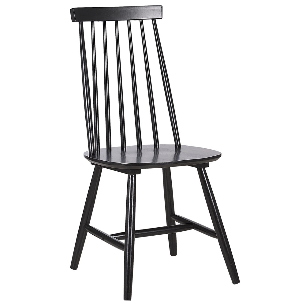 Set di 2 sedie da pranzo Sedia da cucina con schienale in legno massello Nero