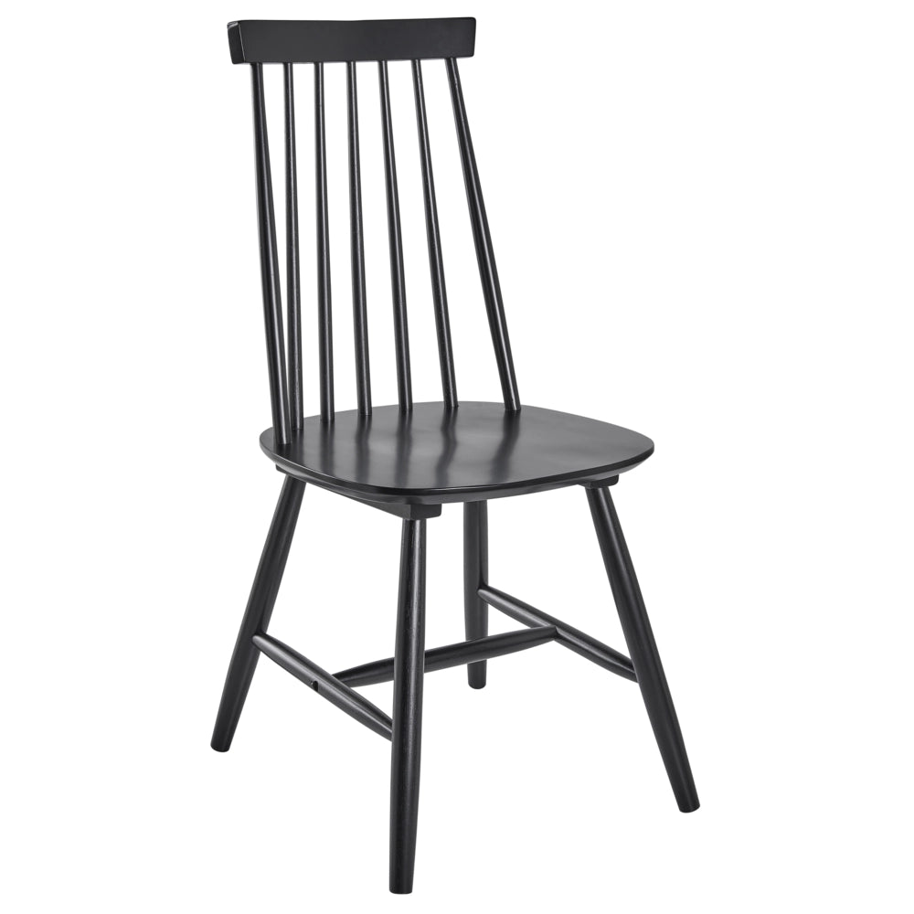 Set di 2 sedie da pranzo Sedia da cucina con schienale in legno massello Nero
