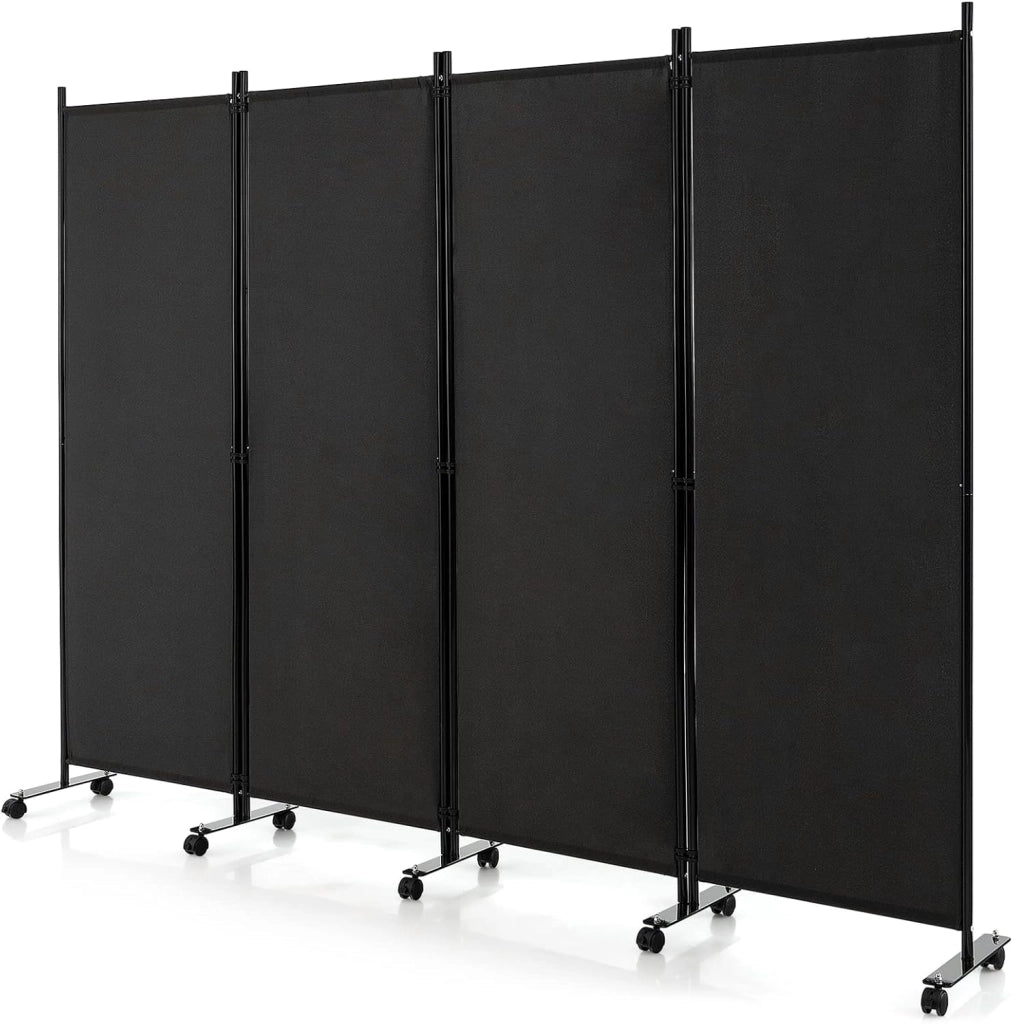 Divisorio Paravento con Ruote 4 pezzi, Divisorio da Parete in Ferro, Protezione Privata per Camera da Letto, Ufficio，224 x 172 cm，2 Colori