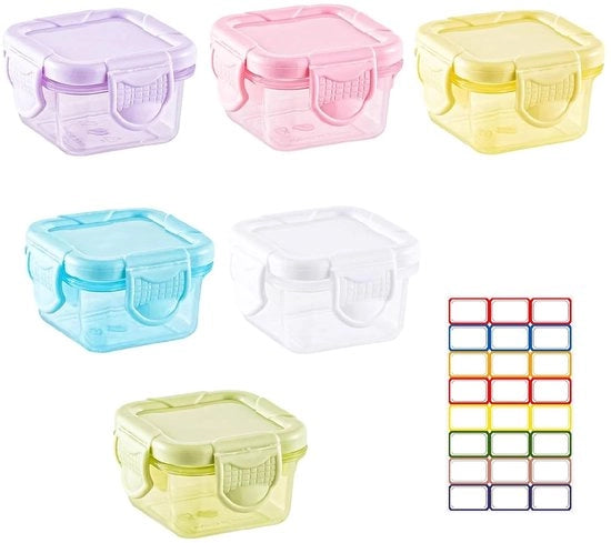 Contenitori alimentari 6 pezzi - Riciclabili - Senza BPA - Plastica - Scatole di conservazione - Congelatore - 60 ml, 5 x 5 x 4 cm - Box Bento